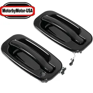 Motorbymotor 2PCS Door Handle Set For Chevy Silverado 1500 1999-2006 Smooth Black Front Outer