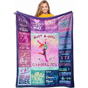 Gymnastics Gifts for Girls, Girls Gymnastics Stuff Blanket Gifts, Gymnastics Christmas Birthday Gifts Throw Blanket 60" x 50"