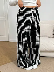 Plus Size Women's Striped Pants, Comfortable & Stylish Ladies' Clothing, Perfect for Casual Wear, Trendy Fashion Essentials