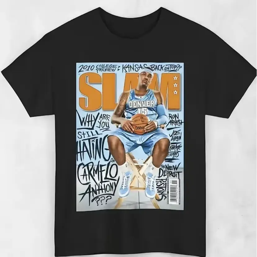 [Graphic Tee] 100% Cotton - Slam Basketball Graphic Print T-Shirt, Streetwear Loose Fit Sport Design, Breathable Casual Tee for Basketball Fans, Shirt for men