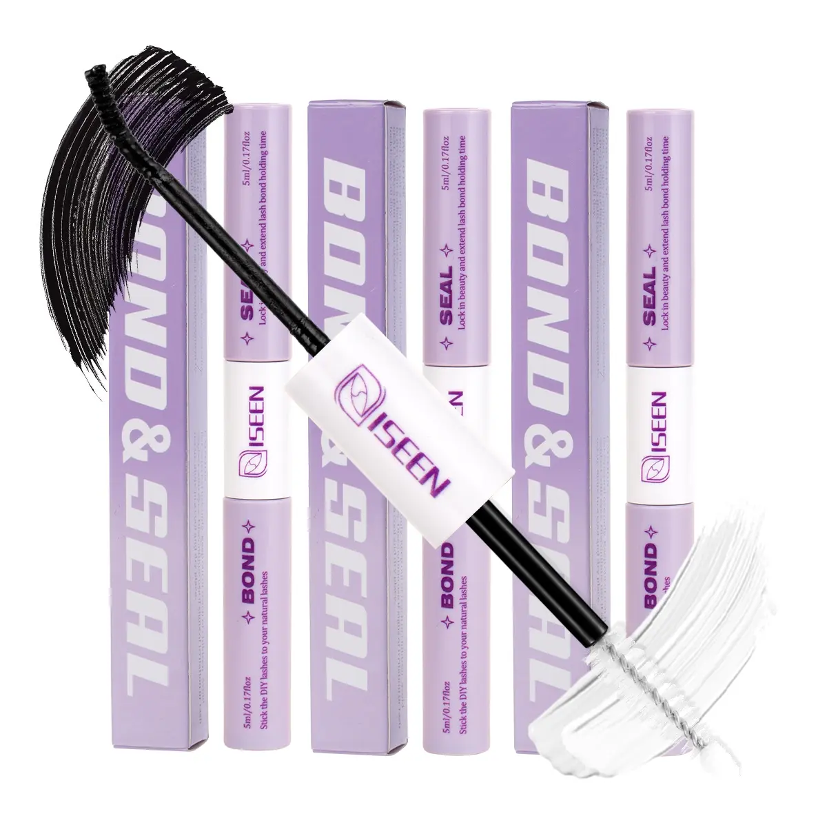 ISEEN Lash Cluster Glue, Lash Bond and Seal Waterproof, Bond & Seal Eyelash Glue for Clusters, DIY Eyelash Extensions, Lashes Adhesive Black Long-Lasting 72H Lash Glue, Eyelash Fixer