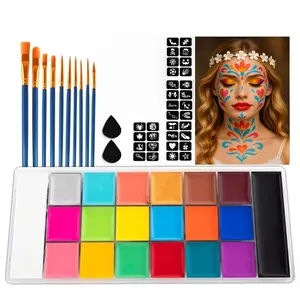 Football carnival, midsummer night, face paintingplate, football, sporting events, festivals andparties, audience cheering props, multiple colors,brush included, professional glitter non-toxic andsafe oil-based body painting palette, tattoo painting set