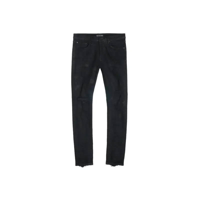 Purple Brand	Low Rise Coated Skinny Jeans (Black Oil Spill)