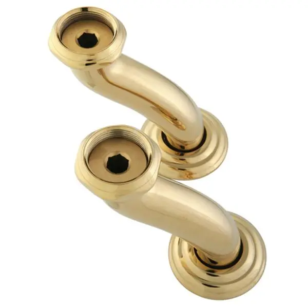 Kingston Brass CCU402 Polished Brass Premier Adjustable S-Shape Swing Arm Shower Riser - 1/2 Inlet, 3/4 Female Outlet, 4.375 in Height, 4 in Adjustment Range, Max 2 Offset for CC409T2 Series Bathroom Fixture Accessories, Lifetime Exceptional Performance