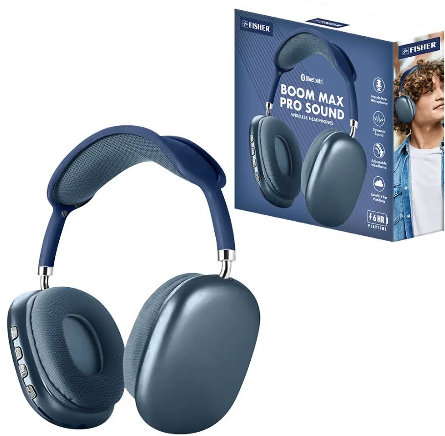 BOOM MAX RRO Wireless Headphones - Audio Headset - BLUE - 721702325467