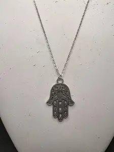 Hamsa Hand Tibetan silver Chain Necklace by JW Fashion Jewelry western jewelry fashion necklace