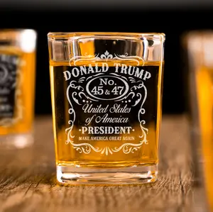 Trump Shot Glass, Whiskey Shot Glass, 45 47 President, Trump Supporter Gift, MAGA, Republican Gift, Stocking Stuffer, Gift for Dad