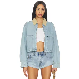BLANKNYC Cropped Denim Jacket in Coffee Run