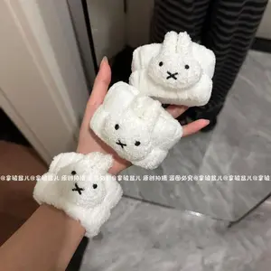 Cute Miffy Face Wash Wrist Strap Kawaii Anti Drip and Anti Moisture Sleeve Plush Hair Loop Cartoon Wash Headband Household Items