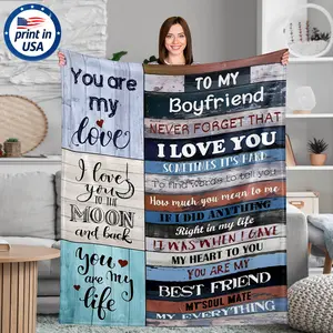 To My Boyfriend Love Letter Flannel Throw Blanket 280GSM Ultra Soft Cozy Warm Blanket for Him Gift Bed Sofa Car Office Travel Camping Valentines Day Anniversary Birthday Holiday