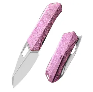 REMETTE Woodpecker M390 Blade Crystallized Titanium Handle