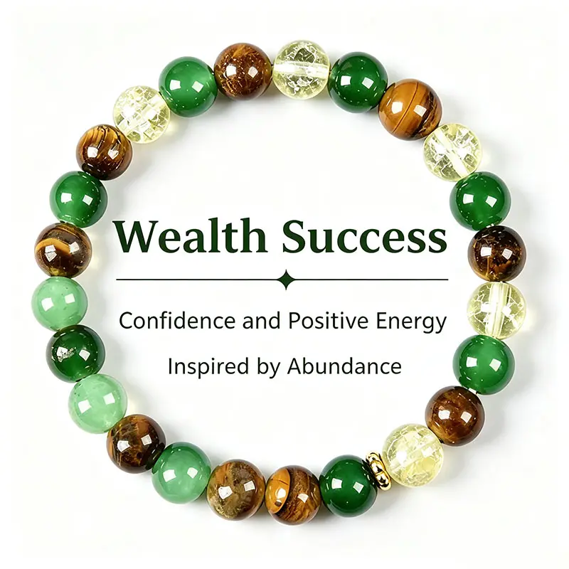 2pcs Money Attraction Bracelet with Green Aventurine & Tiger Eye beaded jewelry protection bracelet encouragement gift fashion artificial bracelet of the day Colorblock Beaded Crystal Bracelet ,Manifestation, Abundance, Good Fortune, Success