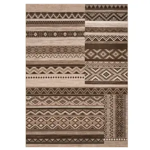 9 x 12 ft Brown Polyester Crisscross Geometric Modern Farmhouse Rectangular Area Rug for Bedroom, Living Room, Crisscross Area Rugs