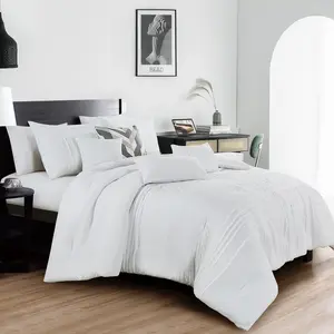 Luxury 7-Piece White Comforter Set with Decorative Pillows – Queen/King Sizes