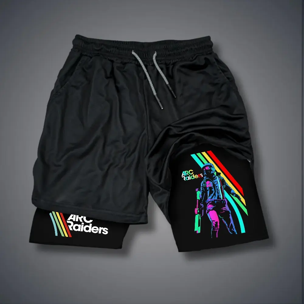 80s 90s Double-Layer Sports Shorts Graphic Shorts Black Camo Streetwear Shorts Men Outfits Men Vacation Outfits Shorts