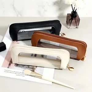 Portable makeup brush bag, waterproof zippered storage pouch organizer, versatile stationery storage, portable travel cosmetic bag