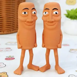 3PCS-Desk Decor & Prank Gift For Adults - TungTung InspiredOrange Squishy Figure, Funny Quirky Humanoid StressRelief Toy, Novelty Fidget Accent