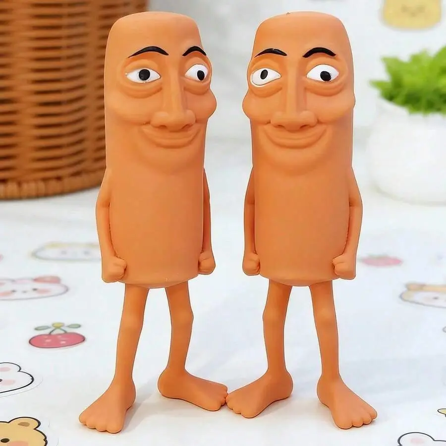 3PCS-Desk Decor & Prank Gift For Adults - TungTung InspiredOrange Squishy Figure, Funny Quirky Humanoid StressRelief Toy, Novelty Fidget Accent