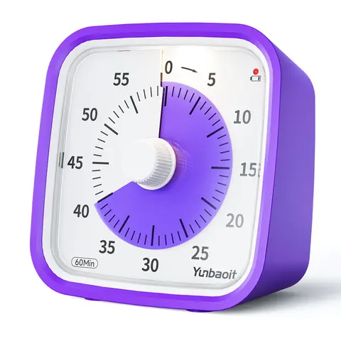 Yunbaoit 60-Minute Digital Visual Disk Timer with Protective Case, Silent Operation, Low Power Indicator Light, LED Display - Non-Magnetic ABS Kitchen Gadget, Timer for Cooking, Mute/Weak/Loud Settings for Classroom Calm Rooms