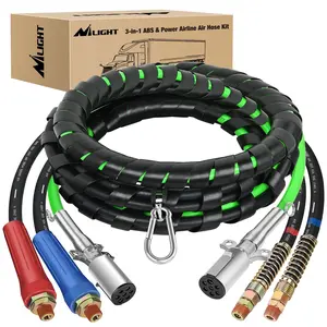 Nilight 12FT 3-in-1 ABS Electrical Cord Cable & Rubber Air Power Line Hose Kit