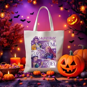 K-Pop Demon Hunter Halloween Tote - Personalized Design with Rumi Mira & Zoey Characters for Halloween Celebrations