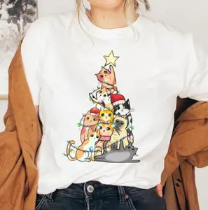 Christmas Tshirt Cats - Christmas Tree Cats - Winter Shirt Boho Clothing - Tshirt Winter Motiv - Cottagecorestyle - Christmas Shirt