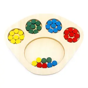 Toddler Montessori Color Sorting Board Game Wood Baby Toy for Children Colors and Shapes Rounds Educational Color Sorting Game