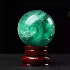 1 polished natural green fluorite ball, transparent crystal, bright blue-green crystal ball,  holiday , decorative ball, modern ornament, high-quality fluorite crystal, elegant display for spiritual healing collectible  bookshelf decor meaningful gift