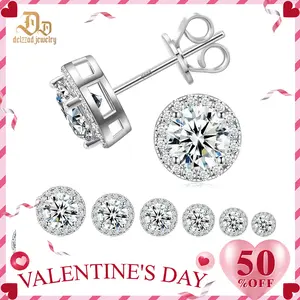 [Unisex Earrings] Delzzad Diverse Classic Stud Earrings Synthetic Moissanite Earrings S925 Stud For Men Women Birthday Anniversary Mother's Day Christmas Gifts Sliver Earrings Golden Earrings Wedding Set