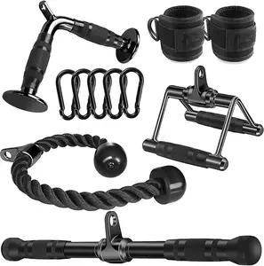 Solid Steel Cable Machine Accessories for Home Gym, Triceps Pull Down Attachment, Cable Attachments for Gym, LAT Pull Down Attachment Weight Fitness