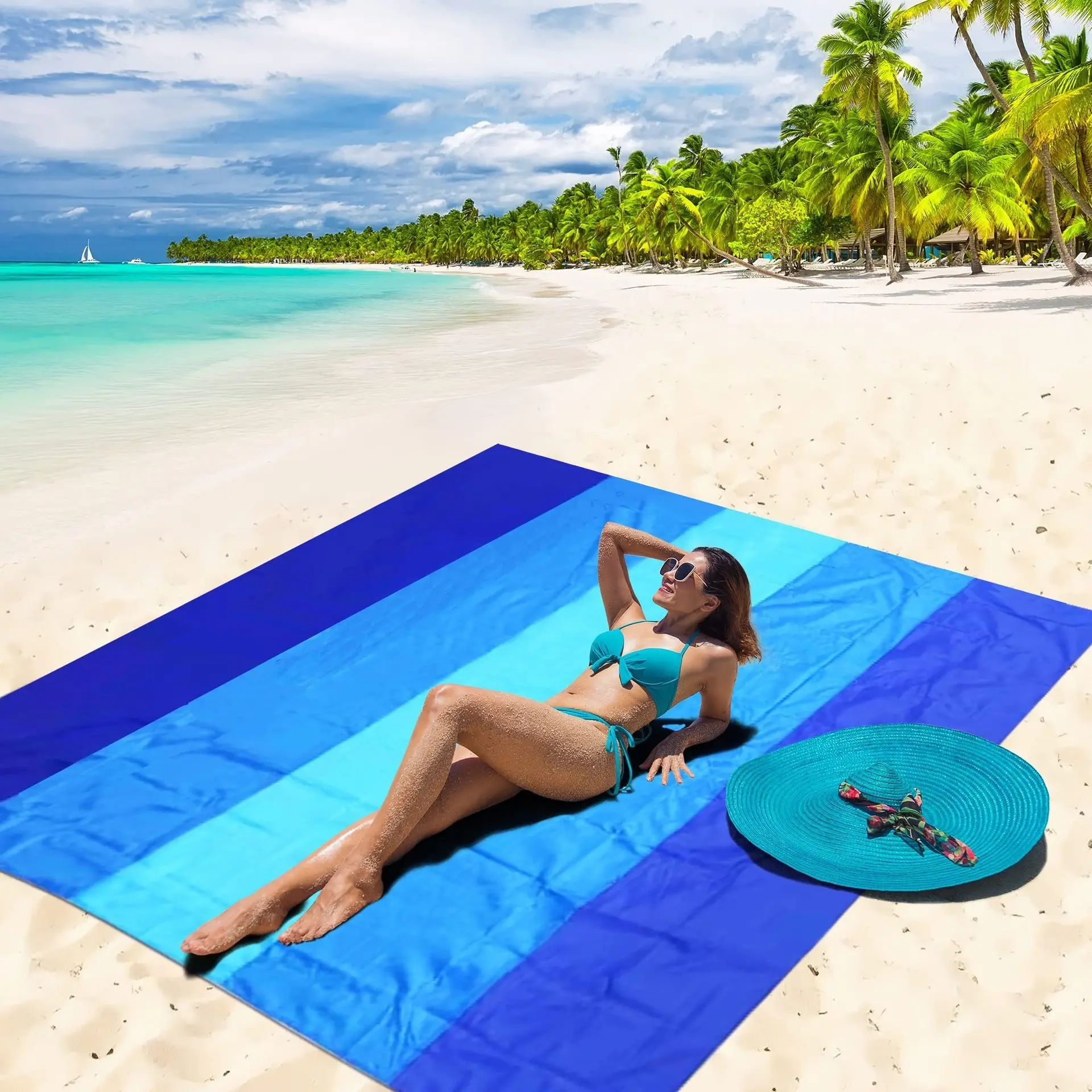 Waterproof Beach Blanket, Quick-Dry Sand-Resistant Outdoor Picnic Mat, Picnic Essentials, Ideal for Couples, Family, Friends, Beach Parties, Travel, Lightweight Picnic Mat