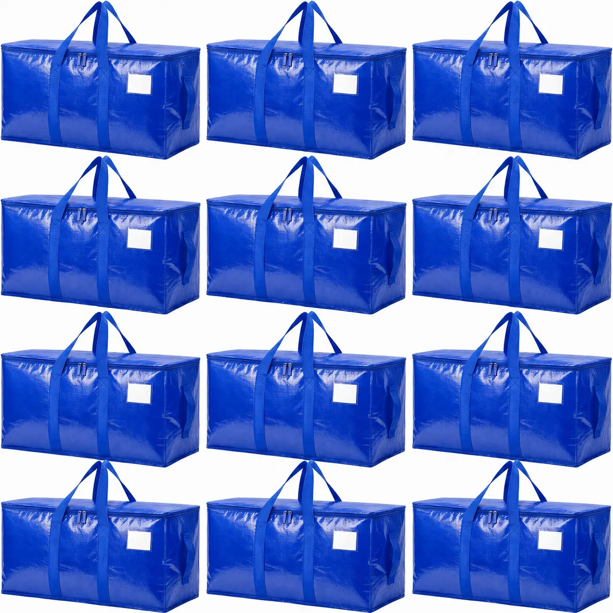 Extra Large Heavy Duty Moving Bags with Zippers & Reinforced Handles, Reusable Water-Resistant Storage Totes with Label Pocket for Clothes, Bedding, Apartment Moving, Dorms, Travel, Closet Organization, Foldable Packing Supply Alternative to Moving Boxes