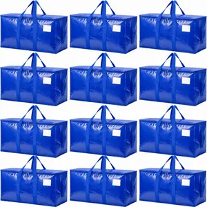Extra Large Heavy Duty Moving Bags with Zippers & Reinforced Handles, Reusable Water-Resistant Storage Totes with Label Pocket for Clothes, Bedding, Apartment Moving, Dorms, Travel, Closet Organization, Foldable Packing Supply Alternative to Moving Boxes
