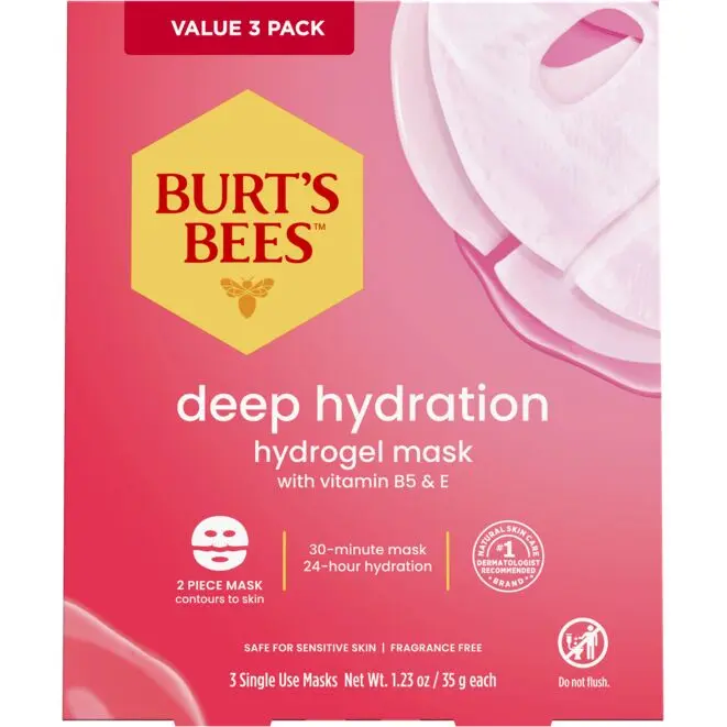 Burt’s Bees Hydrogel Moisture Mask 3 Pack – cooling hydrogel, 24-hour hydration in just 30 minutes