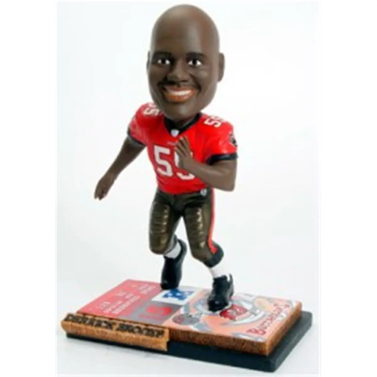 Tampa Bay Buccaneers Derrick Brooks Hand Numbered Bobblehead with Special Game Ticket Base, Team Colors/Logos (Forever Collectibles)