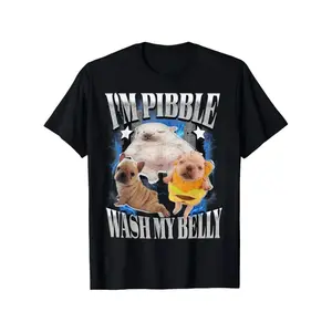 Humorous Pet Lover TShirt Featuring French Bulldog Puppies Hamster and Pibble Belly Wash Print Perfect Casual Wear