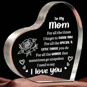 Gifts for Mom Birthday, I Love You Mom Acrylic Keepsake - Birthday Gifts for Moms from Daughter Son, Best Christmas Mother's Day Present