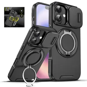 Suitable for iPhone 17 16 Pro Max 16E 17Air 16Plus 360 Degree Rotating Magnetic Bracket With Camera Protection Phone Case ﻿