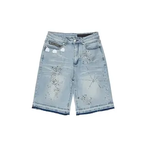 Rael Light Blue Rhinestone Denim Short