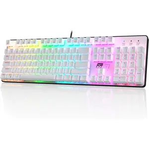 920 Full Size Mechanical Keyboard, Rainbow Backlit Gaming Keyboard, 104  Wired Mechanical Keyboard with Number Pad, Quite Red