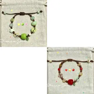 Adjustable Size Ceramic Apple Bracelet with Planet Buttons Flowers and Other Elements for Cute Last Season Gifts for Family Friends.suitable for last season, birthday, Christmas, New Year and Valentine's Day gifts, gifts for family and friends