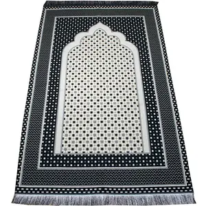 Cotton Woven Islamic Prayer Mat Hira Diamond - Black