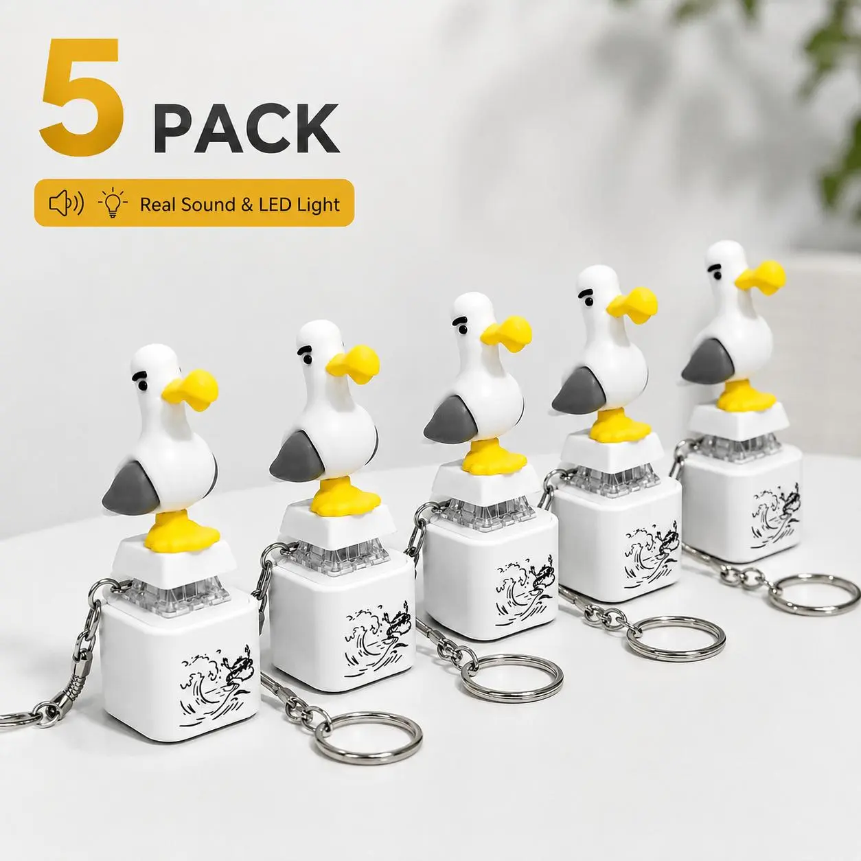 Seagull MINE! Button Keychain-Real Sound & LED Light, Funny Interactive Gift for Friends & Family summerwins