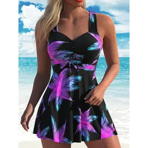 Hot 2026 Fashionable Women'S Pink Bubble Plus-Size Tankini Swimsuit Set