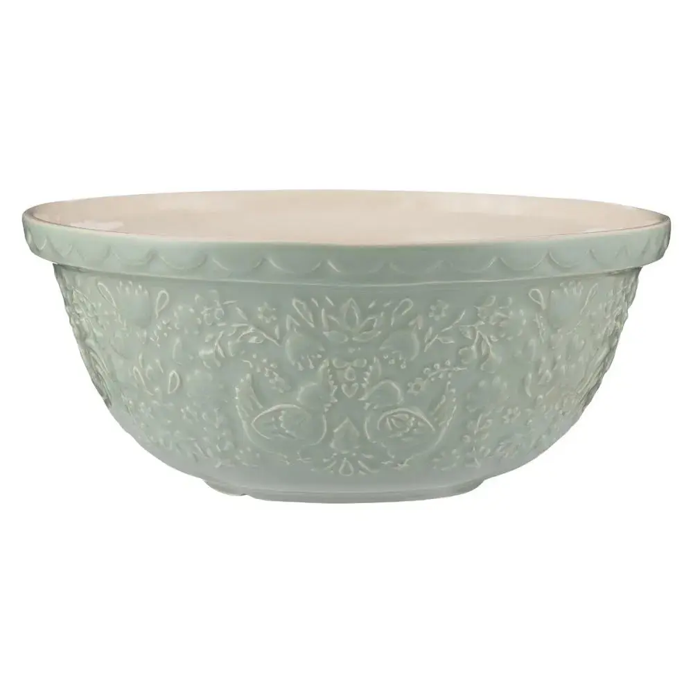 Mason Cash S12 Classic Ceramic Mixing Bowl - Pale Green, 4.25 qt (Above 2000 ml), Farmhouse Look Kitchenware for Bakers, Chicken Animal Motif Tableware for Meal Prep