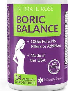 Intimate Rose Boric Acid Vaginal Suppositories, 14 Count for Feminine Deodorizing & Freshness - Vegan Capsules