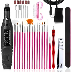 Electric Nail Drill Professional Acrylic Nail Kit Interface Head Set/Replaceable Drill Professional Sets Metal Tip Nail Drill Machine Electric Manicure Milling Cutter Kit For Gel Polish Professional Manicure Tool Nail Color Red Nail Polisher Machin