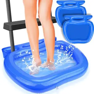 2Pack Pool Foot Bath Inflatable Blue Basin for Pool Entry Ladder Clean Feet Soaking Tub for InGround Above Ground Swimming Pools Hot Tub Spa