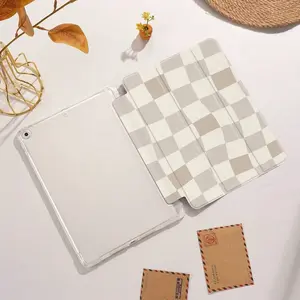 Trendy Chessboard Pattern iPad Case with Pen Slot, Tablet Casing, Anti-Drop Protection for 10/9/8/7/6 Gen 10.2/10.9 Inch, Three-Fold Stand Cover
