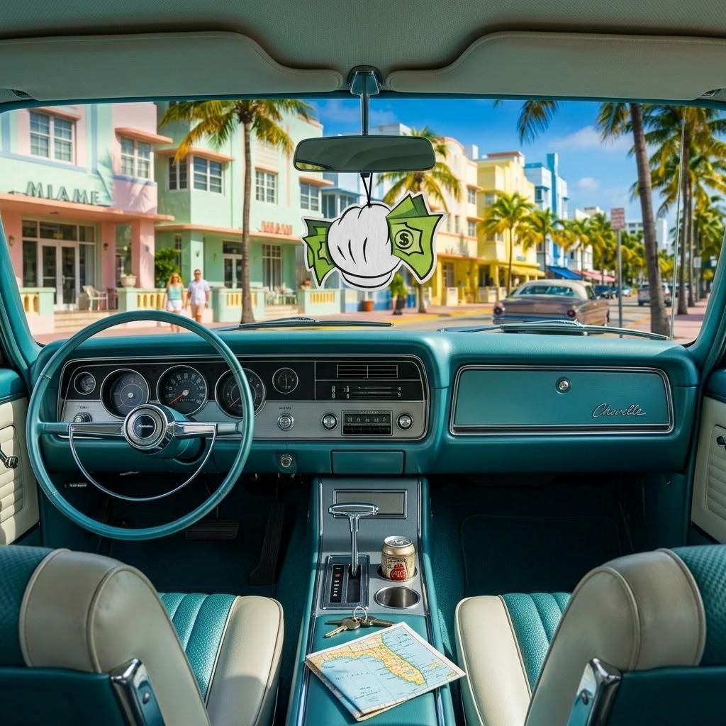 Cartoon Hand with Cash Scented Car Air Freshener | Hanging Car Decor Ornament | Cool Car Accessory for Men & Women | Long Lasting Scent